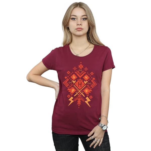 Harry Potter Womens/Ladies Christmas Fair Isle Cotton T-Shirt