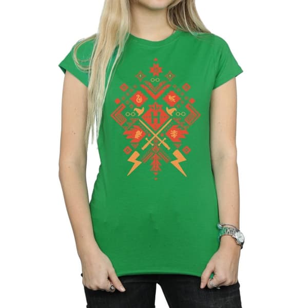 Harry Potter Womens/Ladies Christmas Fair Isle Cotton T-Shirt