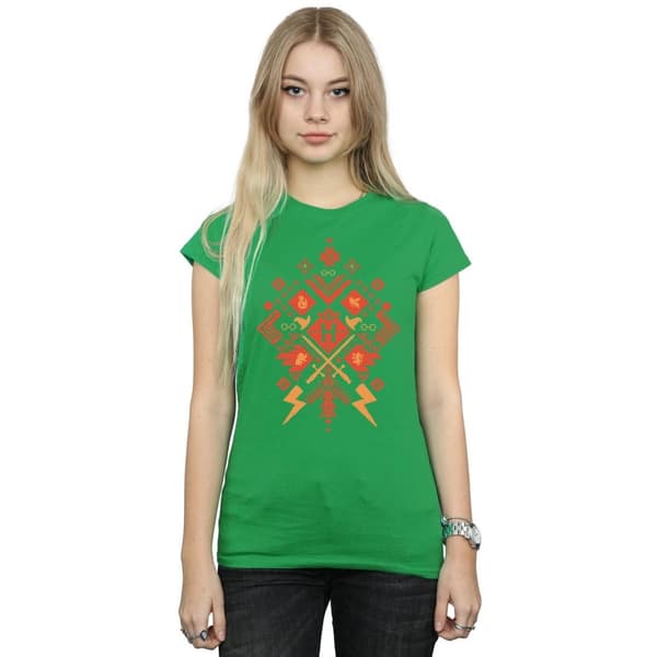 Harry Potter Womens/Ladies Christmas Fair Isle Cotton T-Shirt