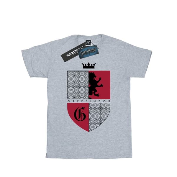 Harry Potter Dam/dam Gryffindor Shield Boyfriend T-shirt i bomull Sports Grey XL