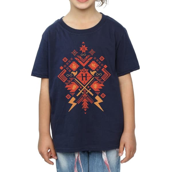 Harry Potter Girls Christmas Fair Isle Cotton T-Shirt