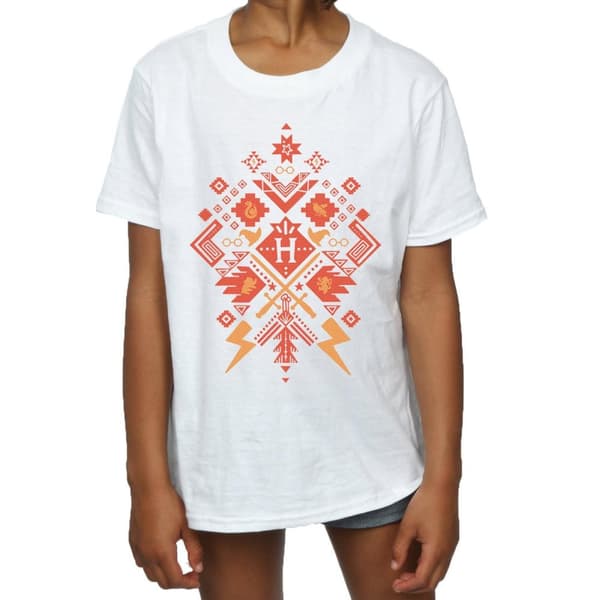 Harry Potter Girls Christmas Fair Isle Cotton T-Shirt