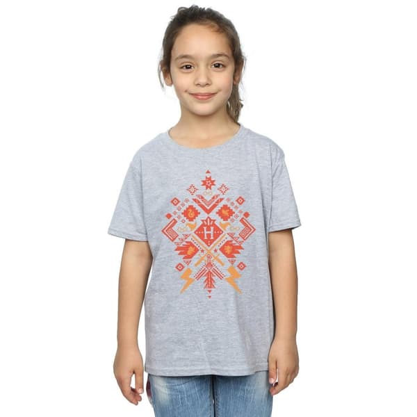 Harry Potter Girls Christmas Fair Isle Cotton T-Shirt