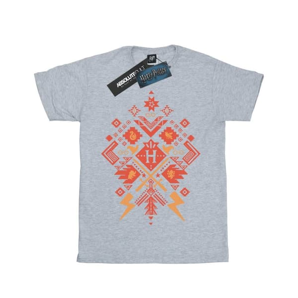 Harry Potter Girls Christmas Fair Isle Cotton T-Shirt