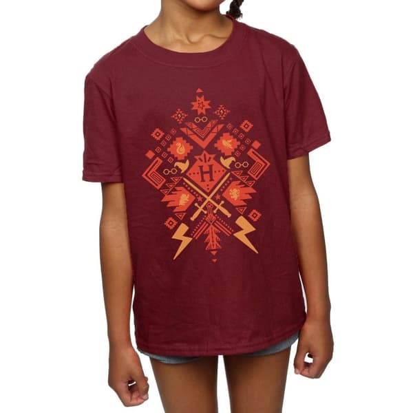 Harry Potter Girls Christmas Fair Isle Cotton T-Shirt