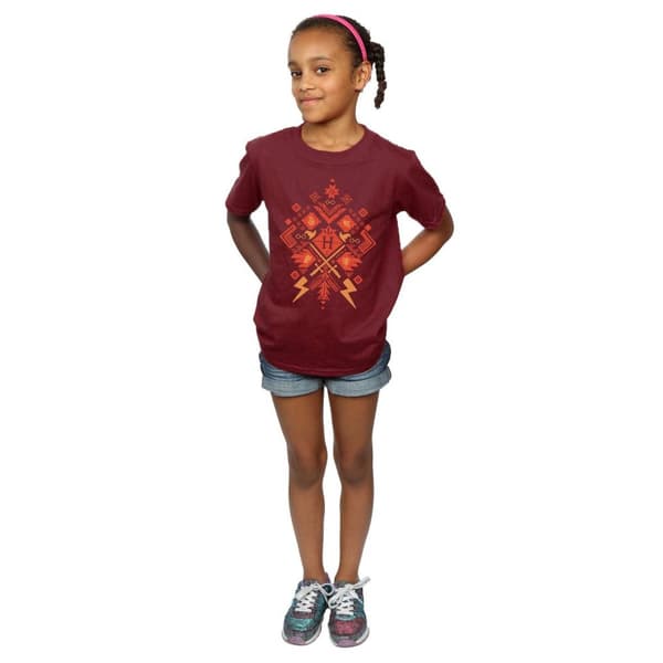 Harry Potter Girls Christmas Fair Isle Cotton T-Shirt