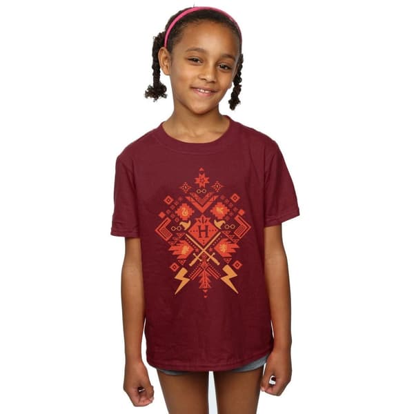 Harry Potter Girls Christmas Fair Isle Cotton T-Shirt