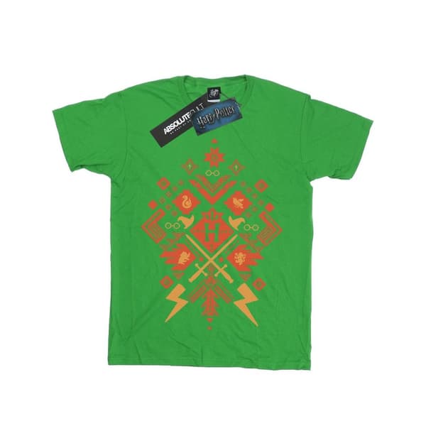 Harry Potter Girls Christmas Fair Isle Cotton T-Shirt