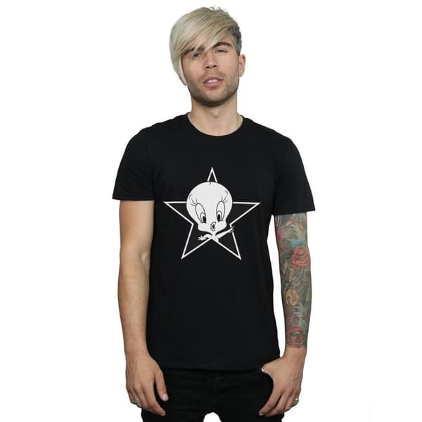 Looney Tunes Mens Tweety Pie Mono Star T-Shirt