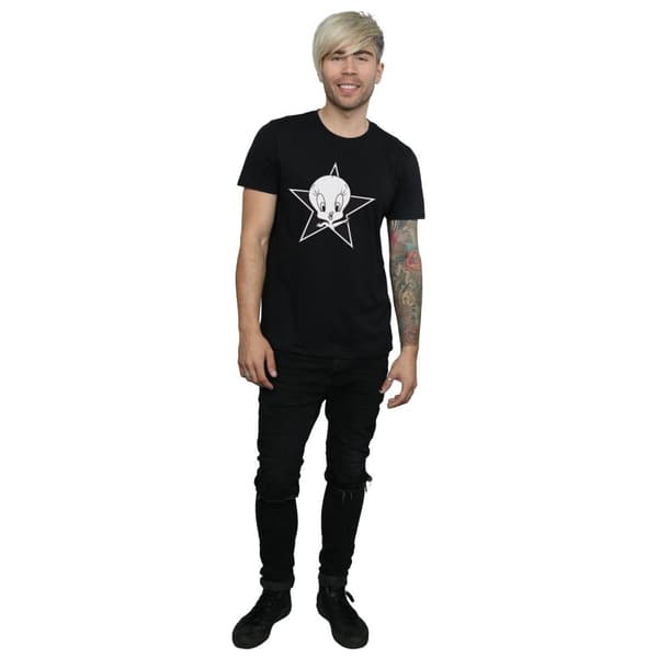 Looney Tunes Mens Tweety Pie Mono Star T-Shirt
