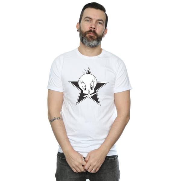 Looney Tunes Mens Tweety Pie Mono Star T-Shirt