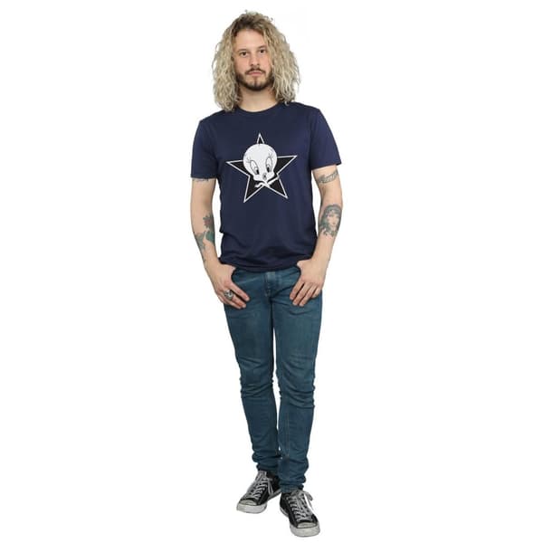 Looney Tunes Mens Tweety Pie Mono Star T-Shirt