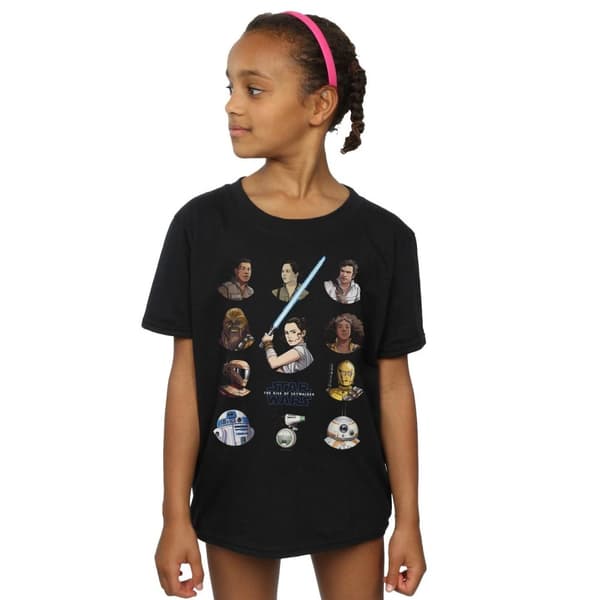 Star Wars: The Rise of Skywalker Star Wars The Rise Of Skywalker Resistance Character Line Up T-shirt i bomull för flickor