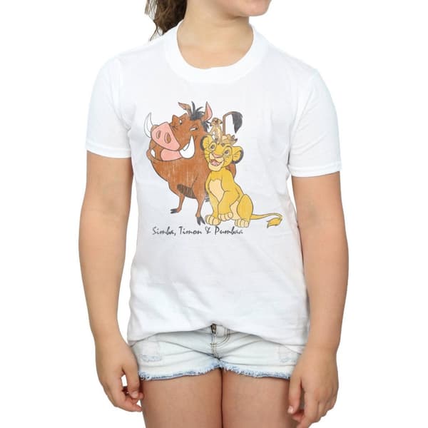 Disney Girls The Lion King Classic Simba, Timon And Pumbaa Cotton T-Shirt