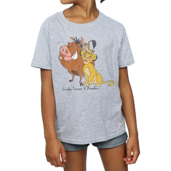 Disney Girls The Lion King Classic Simba, Timon And Pumbaa Cotton T-Shirt