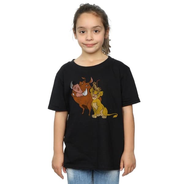 Disney Flickor Lejonkungen Klassisk t-shirt i bomull med Simba, Timon och Pumbaa