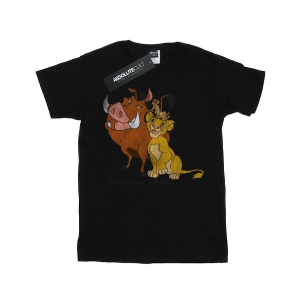 Disney Flickor Lejonkungen Klassisk t-shirt i bomull med Simba, Timon och Pumbaa