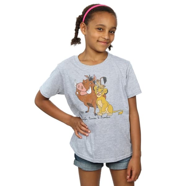 Disney Girls The Lion King Classic Simba, Timon And Pumbaa Cotton T-Shirt