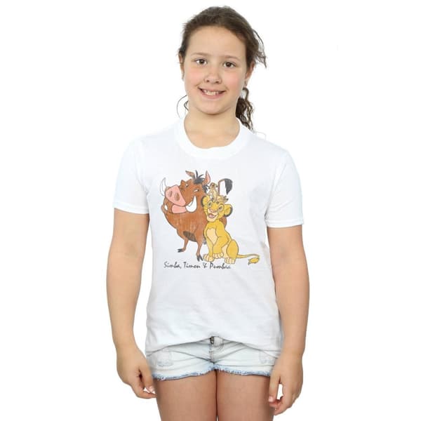 Disney Girls The Lion King Classic Simba, Timon And Pumbaa Cotton T-Shirt