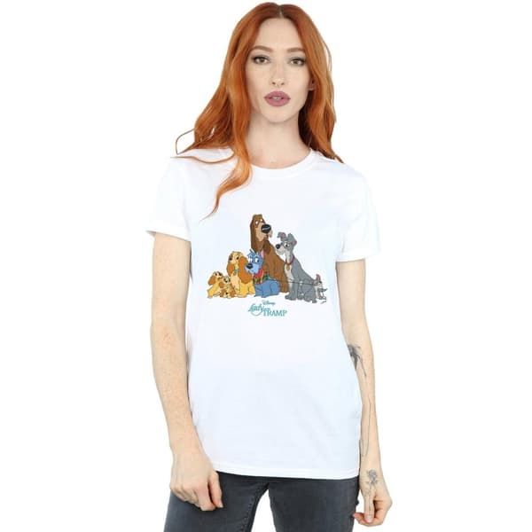 Disney Womens/Ladies Lady And The Tramp Classic Group Cotton Boyfriend T-Shirt