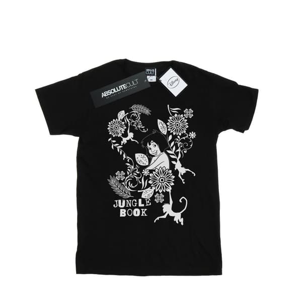 Disney Girls The Jugle Book Mowgli Tale Cotton T-Shirt Black 7-8 Years