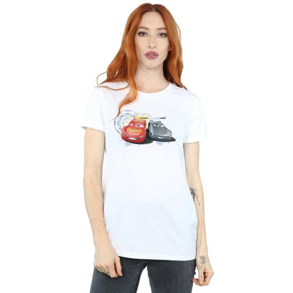 Disney Dam/kvinnor Cars Lightning Vs Storm Boyfriend T-shirt i bomull