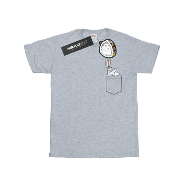 Looney Tunes T-shirt med fuskficka från Bugs Bunny för pojkar Sports Grey 12-13 Years