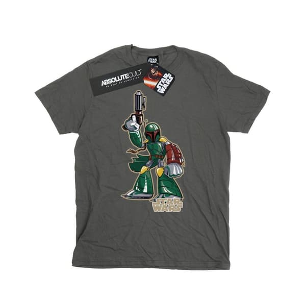 Star Wars T-shirt i bomull med Boba Fett-figurer för flickor Charcoal 12-13 Years
