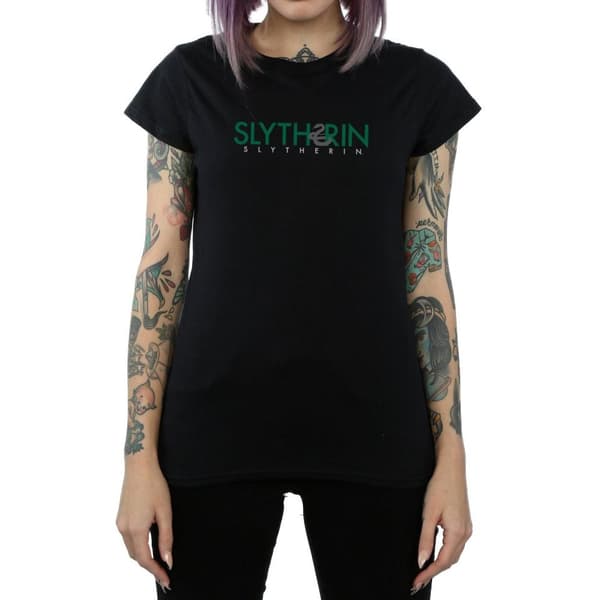 Harry Potter Womens/Ladies Slytherin Text Cotton T-Shirt