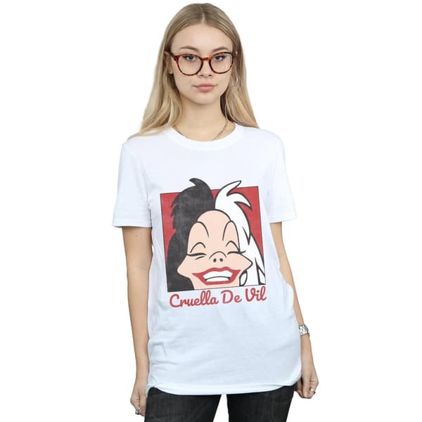 Disney Dam/Lady Cruella De Vil - Boyfriend-t-shirt i bomull med kort huvud
