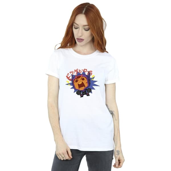 Disney Womens/Ladies Big Hero 6 Baymax Hiro Angry Manga Cotton Boyfriend T-Shirt