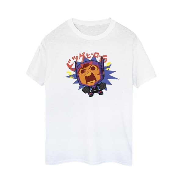 Disney Womens/Ladies Big Hero 6 Baymax Hiro Angry Manga Cotton Boyfriend T-Shirt