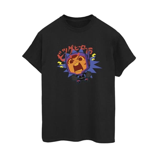 Disney Womens/Ladies Big Hero 6 Baymax Hiro Angry Manga Cotton Boyfriend T-Shirt