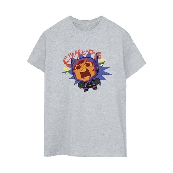 Disney Womens/Ladies Big Hero 6 Baymax Hiro Angry Manga Cotton Boyfriend T-Shirt