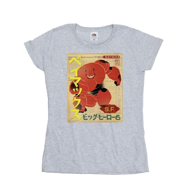 Disney Womens/Ladies Big Hero 6 Baymax Baymax Newspaper Cotton T-Shirt