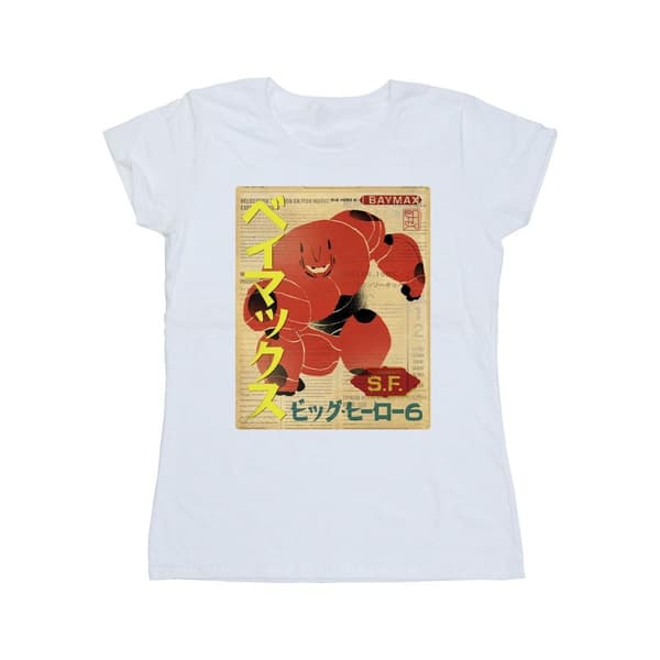 Disney Womens/Ladies Big Hero 6 Baymax Baymax Newspaper Cotton T-Shirt
