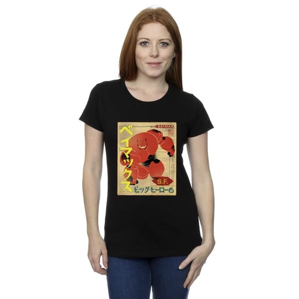 Disney Womens/Ladies Big Hero 6 Baymax Baymax Newspaper Cotton T-Shirt