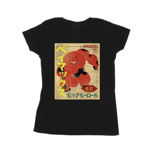 Disney Womens/Ladies Big Hero 6 Baymax Baymax Newspaper Cotton T-Shirt