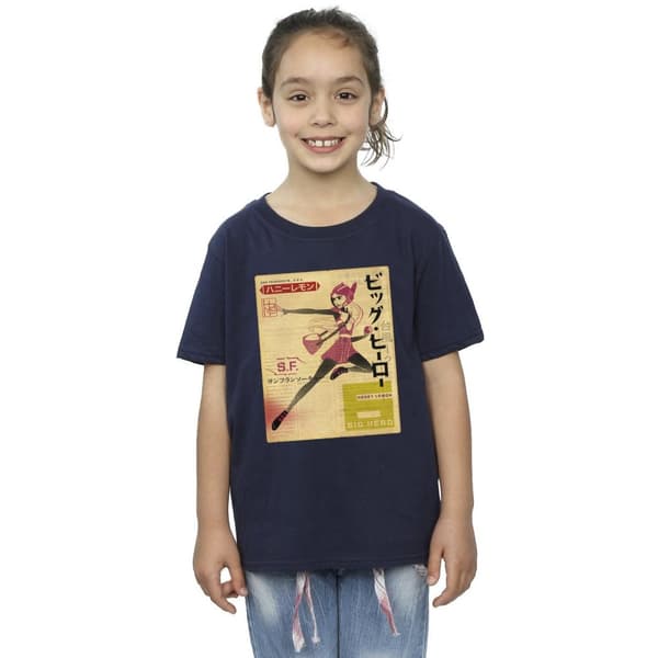 Disney Girls Big Hero 6 Baymax Honey Lemon Newspaper Cotton T-Shirt