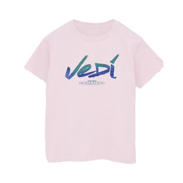 Star Wars Mens Obi-Wan Kenobi Jedi Painted Font T-Shirt Baby Pink XXL
