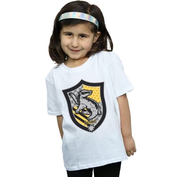 Harry Potter Girls Hufflepuff Crest Flat Cotton T-Shirt