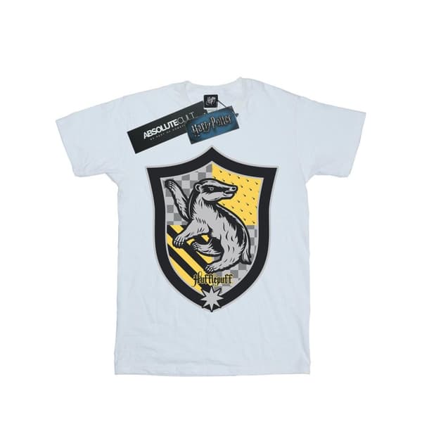 Harry Potter Girls Hufflepuff Crest Flat Cotton T-Shirt