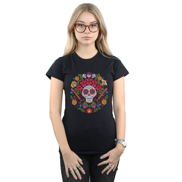 Disney Womens/Ladies Coco Embroidered Skull Print Cotton T-Shirt