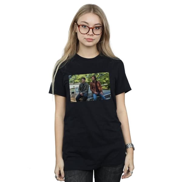 Supernatural Womens/Ladies Impala Brothers Cotton Boyfriend T-Shirt