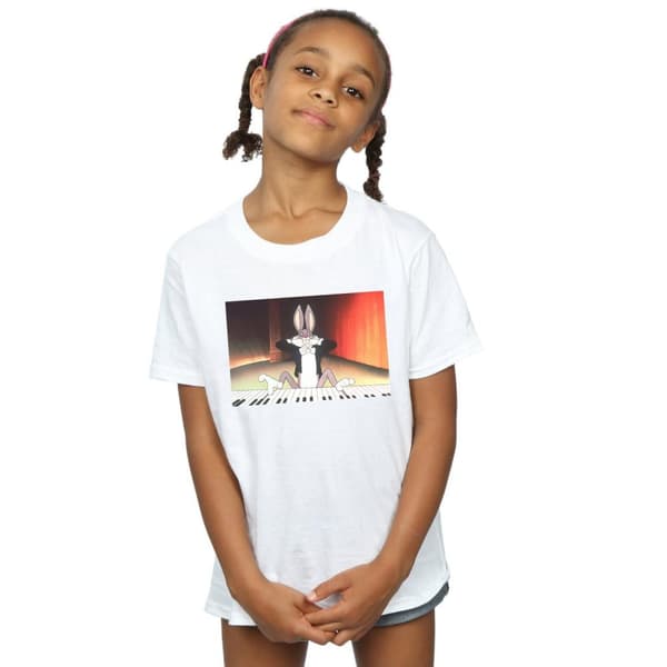 Looney Tunes T-shirt i bomull för flickor Bugs Bunny spelar piano