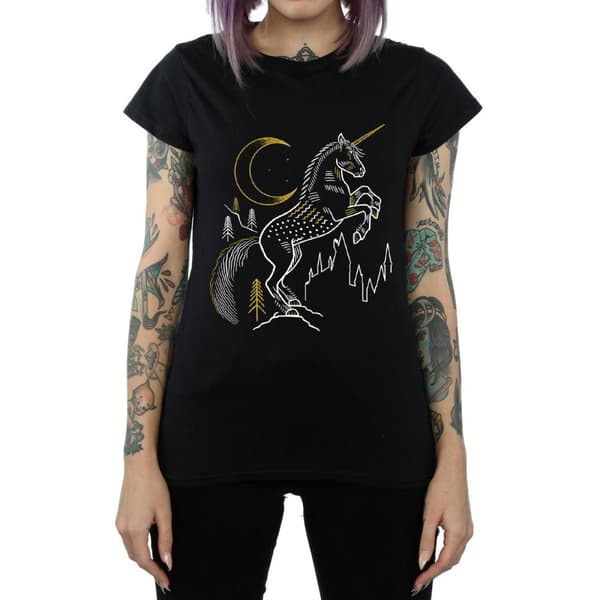 Harry Potter Dam/Tjej - Enhörning - Linjekonst - Bomulls-T-shirt