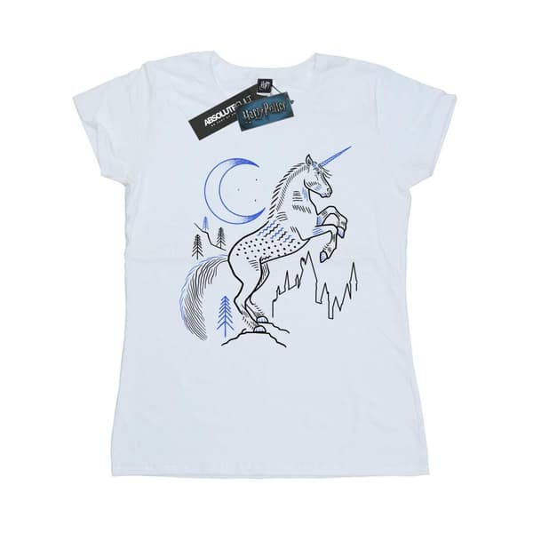 Harry Potter Dam/Tjej - Enhörning - Linjekonst - Bomulls-T-shirt