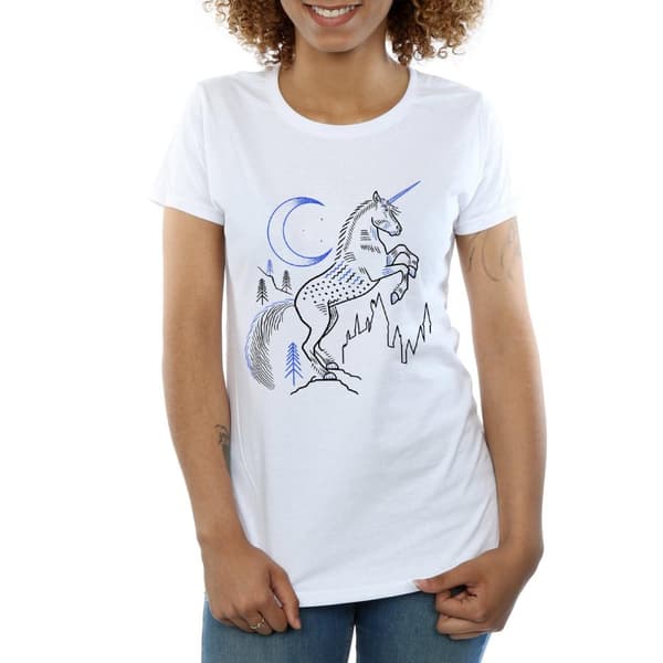 Harry Potter Dam/Tjej - Enhörning - Linjekonst - Bomulls-T-shirt