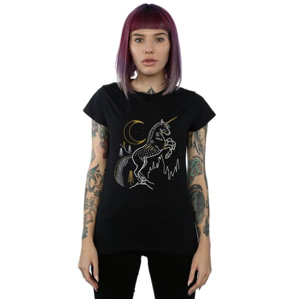 Harry Potter Dam/Tjej - Enhörning - Linjekonst - Bomulls-T-shirt