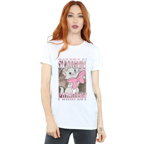 Disney Womens/Ladies Aristocats Marie Simply Purrfect Homage Cotton Boyfriend T-Shirt